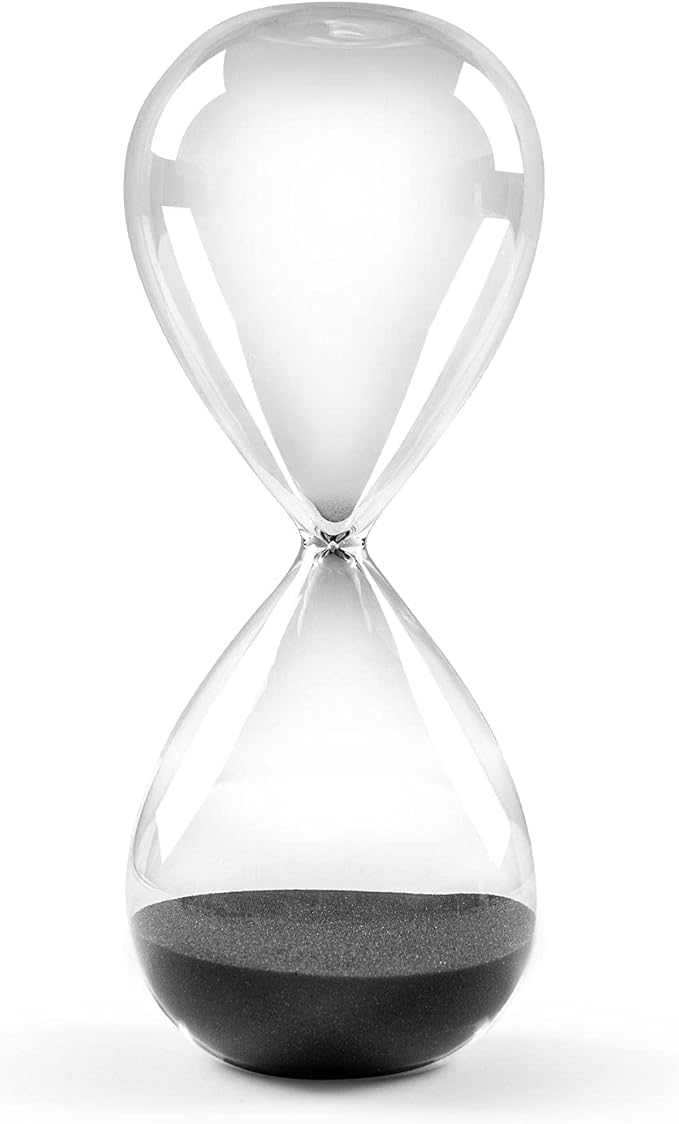 SWISSELITE Hourglass Sand Timers, Hourglass Sand Clock Inspired Glass for Home, Desk, Office Decor(8Inch-30Mins Black Beauty)