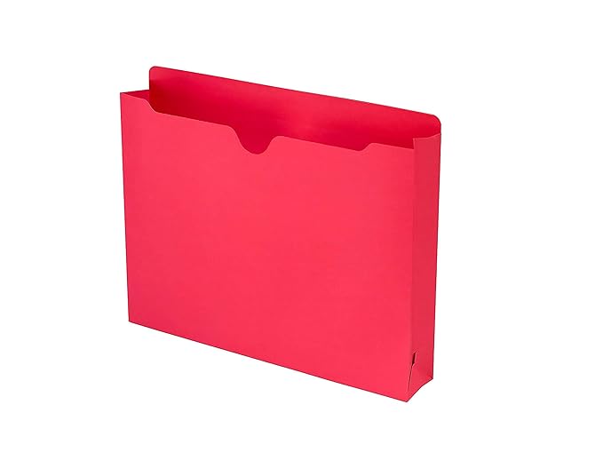 Smead File Jacket, Reinforced Straight-Cut Tab, 2" Expansion, Letter Size, Red, 50 per Box (75569)
