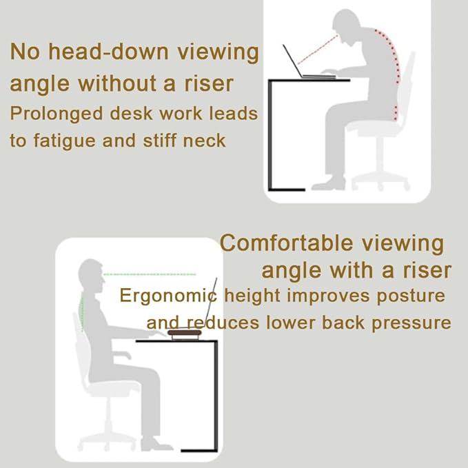 Solid Wood Monitor Stand for Saving Space, Monitor Riser with Storage, 2 Tier Computer Stand with Drawer, Multifunctional Desk Organizer for Home, Office(70cm-27.6in)