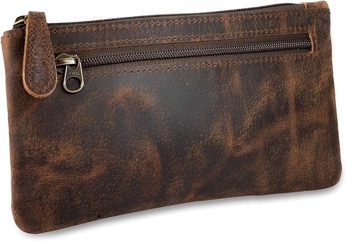 Vintage Leather Pencil Case Pouch, Pen Pouch for Work & University, for Men,Women/Leather Pencil Cases for Adults Perfect for Office/Tool Pouch Zipper Bag, Small Tool Bag