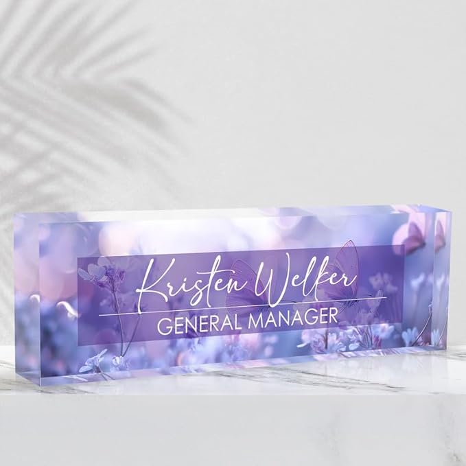 Desk Name Plate Personalized Name Plate for Desk, Office Desk Decor, 3D Style Personalized Plaque Name Plates for Desks Custom Appreciation Gifts for Boss Lady Employee Coworkers (Fantasy Purple)