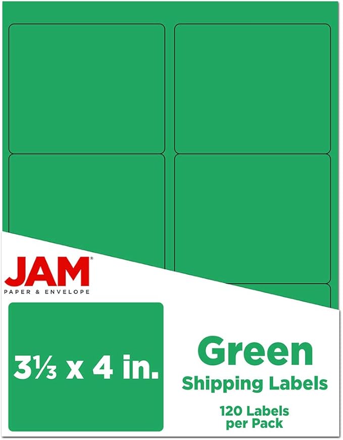JAM PAPER Shipping Address Labels - Large - 3 1/3 x 4 - Green - 120/Pack