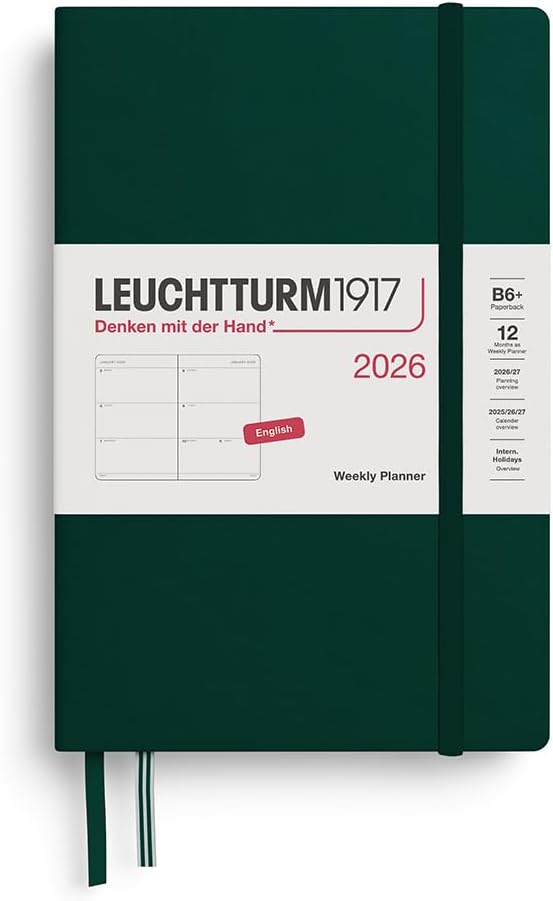 LEUCHTTURM1917 - Weekly Planner 2026, Hardcover, Paperback (B6+), Forest Green (Jan 1 - Dec 31, 2026)