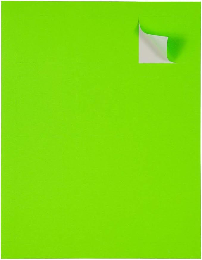 JAM PAPER Product & Container Labels - Square - 2 x 2 - Neon Green - 120/Pack