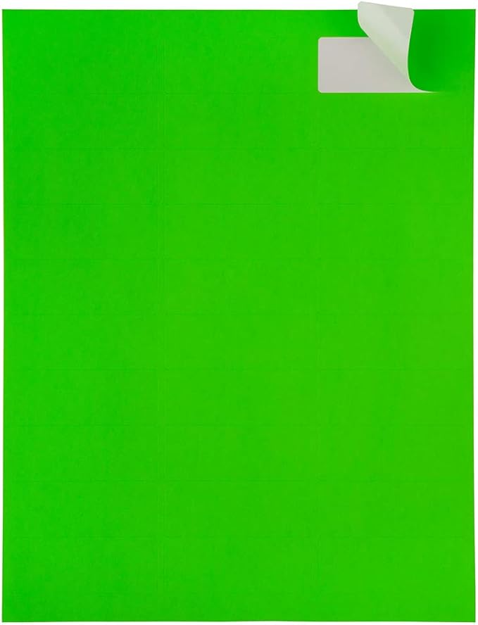 JAM PAPER Return Address Labels - Standard Mailing - 1 x 2 5/8 - Neon Green - 120 Shipping Labels/Pack