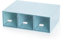 Desktop Drawers, Desk Organizer with 3 Drawers, Stackable Plastic Storage Box for Home Collection, Cosmetics, Office Supplies (1 Tall Layer, Blue)