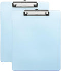 M&G 2 Pcs Plastic Clipboards 12.4 x 8.9 Inch, Ruler Clip Boards with Low Profile Metal Clip Holds 110 Sheets of A4 Letter Size Paper for Office Classroom, Transparent Blue