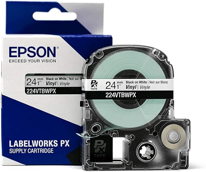 Epson LABELWORKS LW-PX900PCD Healthcare Workplace Bundle - Industrial Label Maker & 224VTBWPX Genuine Tape Cartridge - Black on White Flexible and Durable Vinyl Industrial Label Maker Tape - 1" (24MM)