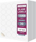 NextDayLabels 1.5 Inch Round Circle Stickers White Blank Labels for Laser Inkjet Printer - 30 Per Sheet Self-Adhesive Jar Candle Product Made in USA - 15,000 Labels