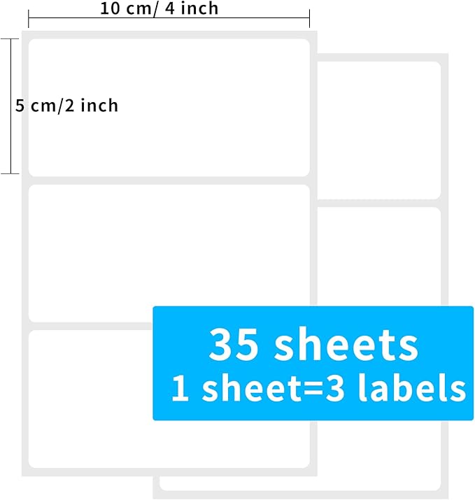 Yeachlaing 2×4 Inch Removable Blank Freezer Labels,Water/Oil/Tear Resistant/Ink Won't Smudge No Residue (105pcs,1 Bag)