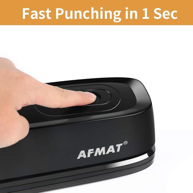AFMAT Electric 3 Hole Punch, 20-Sheet 3 Hole Puncher for Binder, Effortless Punching, 9/32" Hole Diameter, Paper Hole Puncher 3 Hole Heavy Duty, for Office/School/Studio, AC or Battery Operated, HP01