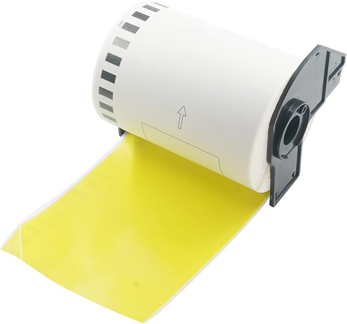BETCKEY - Continuous Length Shipping Labels Replacement for Brother DK-2243 (4 in x 100 ft), Compatible with Brother QL Label Printers [1 Rolls/Continuous Labels, Yellow]