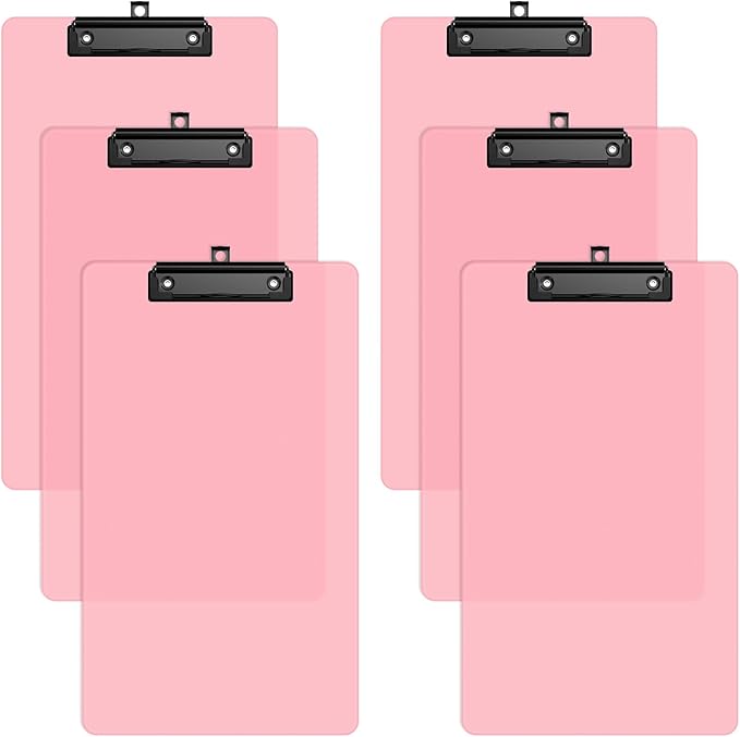 Zoenley Legal Size Clipboard Set of 6, Pink 8.5 x 14 Clip Board for Lawyer, Nurse, Business, with Low Profile Black Clip, Office & School Supplies