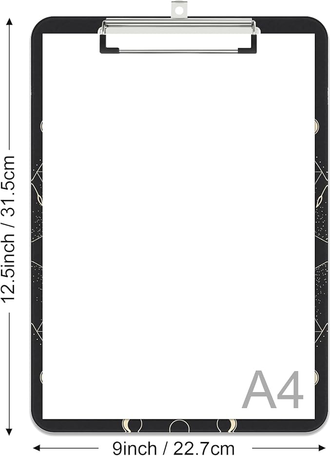 Rimilak Plastic Clipboards with Metal Clip, A4 Letter Size 9 x 12.5 in, Office Decorative for Students Women Men and Kids, Cute Custom Pattern, Constellation
