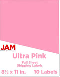 JAM PAPER Full Sheet Shipping Labels - Printable Sticker Paper - 8 1/2 x 11 - Ultra Pink - 10 Full Pages/Pack