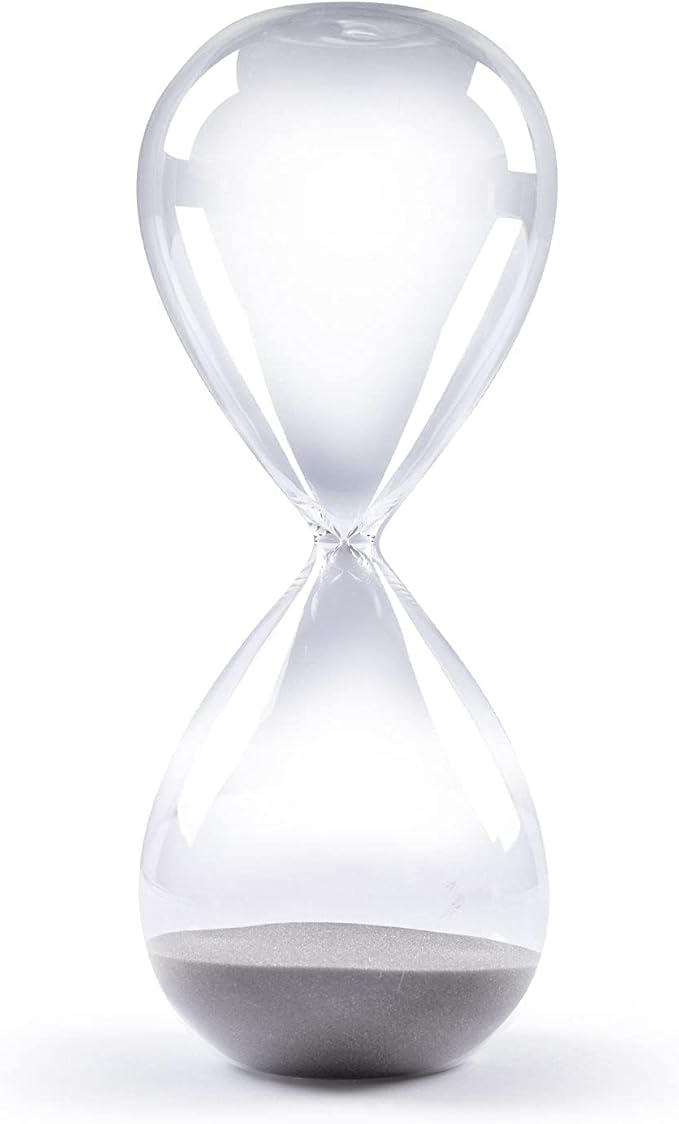 SWISSELITE Hourglass Sand Timers, Hourglass Sand Clock Inspired Glass for Home, Desk, Office Decor (8Inch-30Mins Gray)