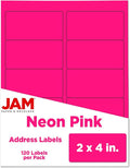 JAM PAPER Shipping Address Labels - Standard Mailing - 2 x 4 - Neon Fluorescent Pink - 120/Pack