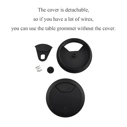 HAHIYO 2Pcs 2Inch/50mm Black ABS Plastic Sector-shaped Desk Grommet Wire Grommet Cable Management Cord Hole Cover Desk Wire Hole Insert Wire Organizer for Computer Office Home School Equipment Systems