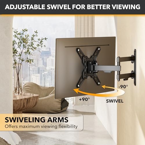 CondoMounts TVA8022 Full Motion TV Wall Mount for 12”-40” Screens | Swivel, Tilt & Extendable TV Mount w/Articulating Arms, Max VESA 200x200, 44 lbs Capacity | Portrait/Landscape, DIY Install, Black