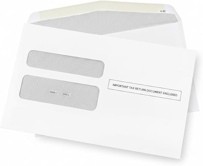 50 W2 Envelopes, Double Window Security Envelope For W2 2-Up Tax Forms, Designed for Printed W2 Laser Forms, For QuickBooks Desktop and Other Tax Software, 5 5/8’’ x 9’’, 50 Envelopes Gum Seal