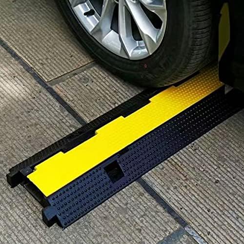 Rubber Cable Ramp Cord Cover Cable Protector Ramps Wire Hose Protective 1 Channel 22000Lbs Load Capacity Traffic Speed Bump for Asphalt Concrete Gravel Driveway Indoor Outdoor, 1 Pack