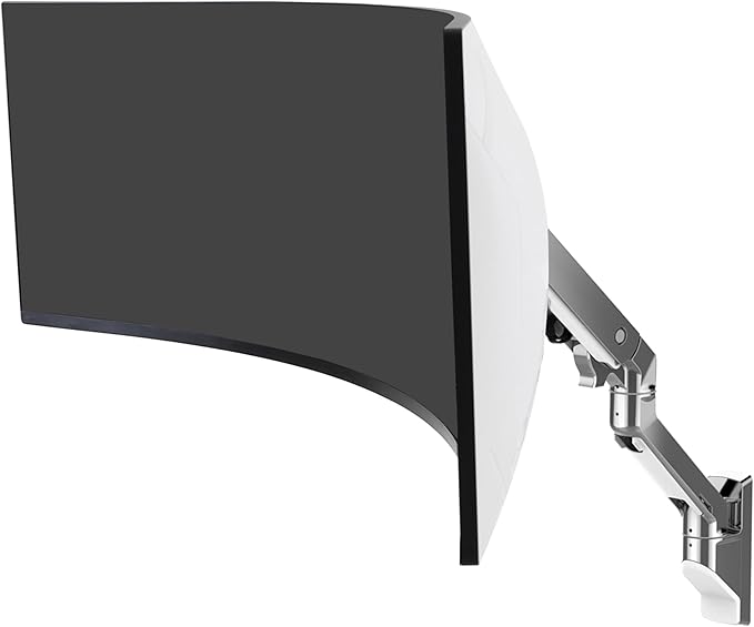 Ergotron – HX Single Ultrawide Monitor Arm with HD Pivot, VESA Wall Mount – for 1000R Curved Monitors Up to 49 Inches, 28 to 42 lbs – HD Pivot, Polished Aluminum
