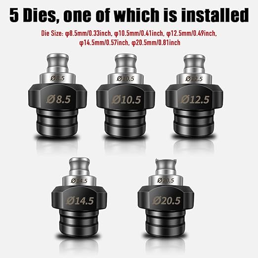 1600W 110V Electric Hydraulic Hole Puncher Φ0.33-0.81" Punching Machine Hydraulic Hole Punching Tool with 5 Sets Dies for Steel Plate Iron Plate Copper Aluminum Plate Angle Steel