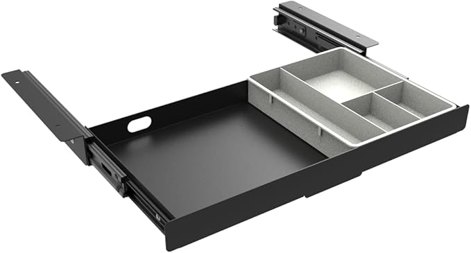 Under Desk Slide Out Pencil Drawer, Storage Organizer 15 Inch Wide, Ball-Bearing Slides, Black (8x14.4 Inch)
