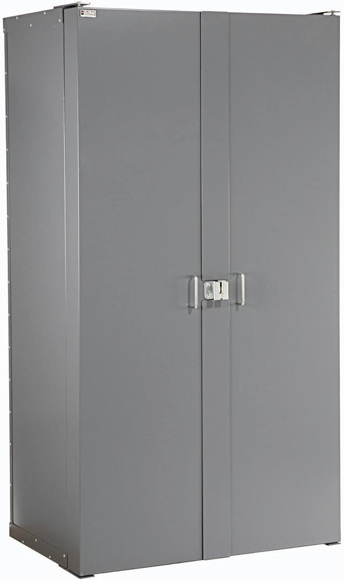 Global Industrial Deep Door Bin Cabinet, Includes 156 Yellow Plastic Bins, Padlockable Steel Cabinet, 38" W x 24" D x 72" H, for Tool and Parts Storage, Ships Assembled