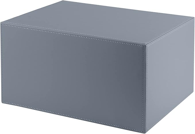 PU Leather Desk Organizer with 3 Drawers,Executive Office Supplies Desktop Filing A4 File Cabinet/Holder for Jewelry/Bill/Paper/Documents/Makeup Home Decor Stationery Storage Box,Grey