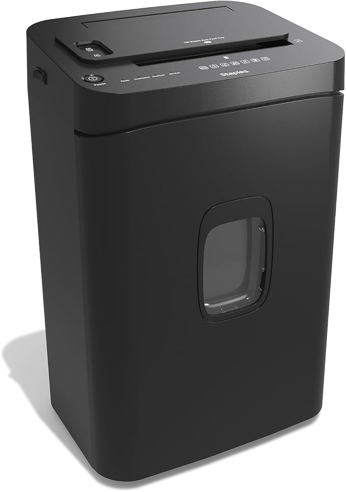 Staples Paper Shredder, 150-Sheet Micro-Cut Autofeed, Anti-Jam, for Office & Home Use with 7.4 Gallon Pull-Out Bin, Black