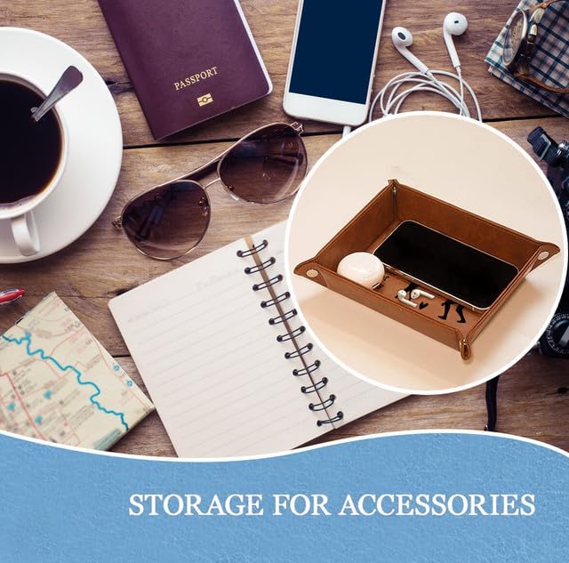 Funny Football Dad Gifts - PU Leather Storage Gift for Dad Fathers Day, Unique Birthday Gift for Dad, American Football Dad and Son Gifts Desk Organizer Valet Tray Decor Accessories