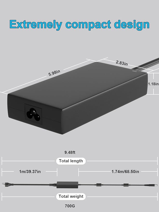 180W 130W Power Supply Cord Compatible with Dell Dock WD15 WD19 WD19S UD22 WD25 SD25 D6000 D6000S K20A K17 K22A Thunderbolt TB16 TB15 K16A WD22TB4 SD25TB4 WD19TB WD19TBS Docking Station