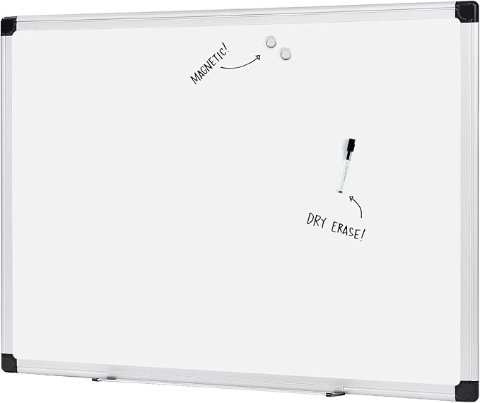 Amazon Basics Magnetic Whiteboard/Dry Erase Board, 36 x 48-inch, Aluminum Frame, Silver/White