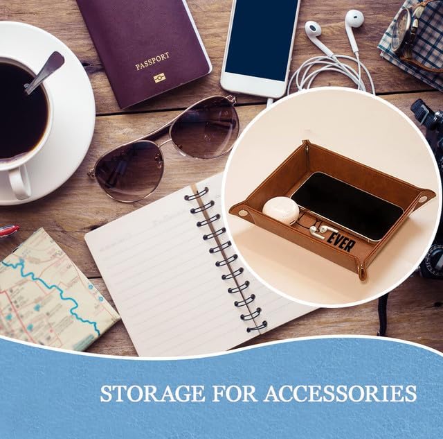 Cat Gifts for Men - PU Leather Storage Gift for Fathers Day, Unique Birthday Gift for Dad from Son Daughter, Funny Cat Dad Gifts Desk Organizer, Cat Lovers Valet Tray Desk Decor Accessories