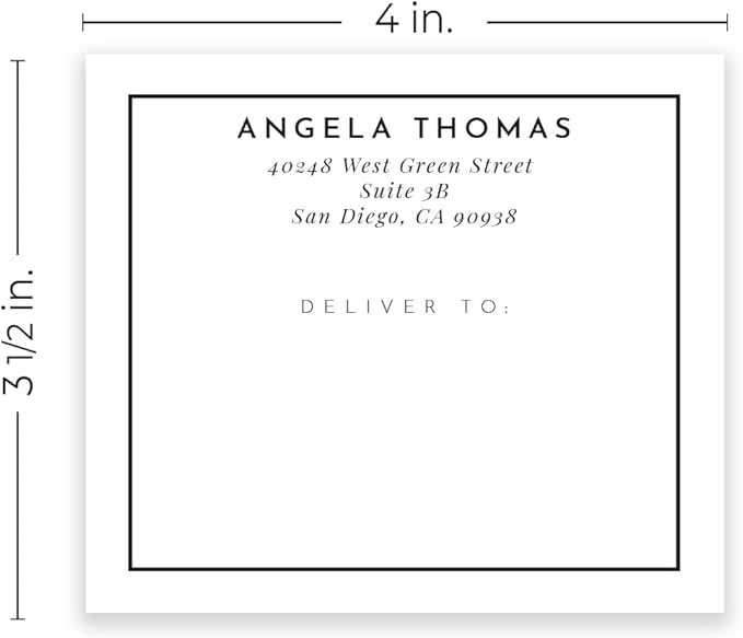 Custom Shipping Labels / 48 Personalized Black Square Address Labels/ 4" x 3½" Mailing Stickers/Made in USA