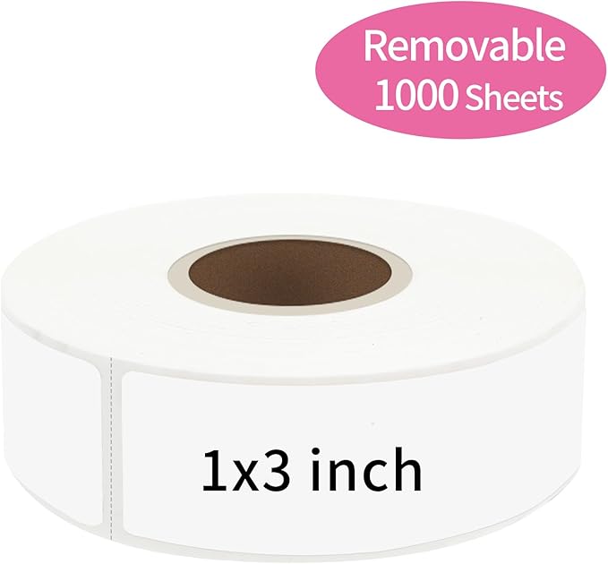 1000 Blank Removable Labels, Blank Removable Freezer Labels Water Oil Resistant with Perforation Line for Food Containers Jars Pantry Organization (Each Measures 1x 3 Inch)