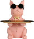 Modern Bulldog Statue in Pink Resin - Piggy Bank Key Holder Storage, Candy & Jewelry Tray for Home Decor, Dining Table, Office
