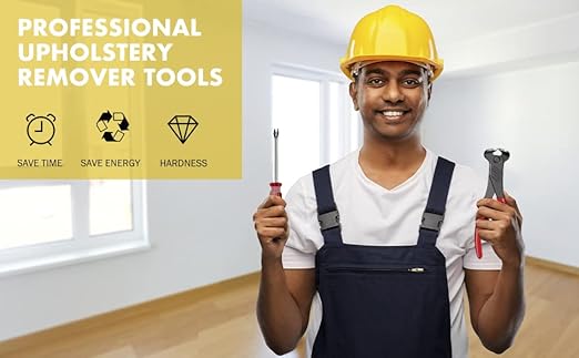 Alimtee 4Pcs Upholstery Staple Remover Tools Set Including End Cutting Pliers Staple Puller Tack Lifter Carpet Remover Fastener Remover for Furniture Floor Wall Car Photo Frame