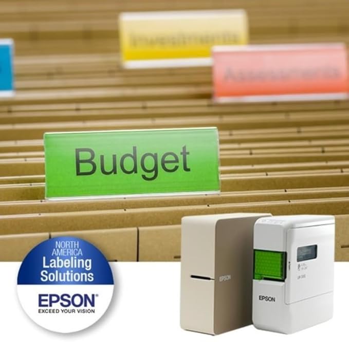 Epson LABELWORKS 212FGPX Genuine PET (Polyester) Tape Cartridge - Black on Fluorescent Green Designer Craft Label Maker Tape - 1/2" (12MM) Wide, 16'