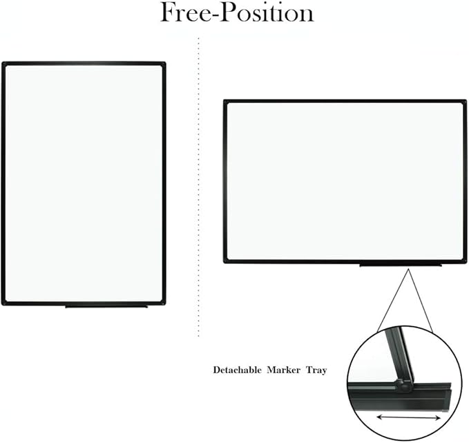 JILoffice Magnetic Whiteboard/White Board, Dry Erase Board 36 x 24 Inch, Black Aluminum Frame Wall Mounted Board for Office Home and School