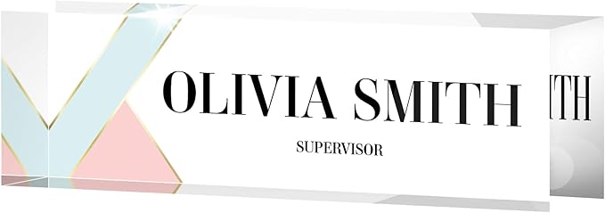 Desk Name Plate Personalized, Custom Name Plates 2½/x8 Inches, Thick Crystal-Clear Acrylic, Gift Box, Office Desk Decor. USA Made by ACRYLUXE (Delicate)