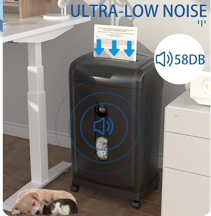 Paper Shredder,18-Sheet Cross Cut, 8 Gallon Pull Out Bin, P-4 Security Level, Shred Paper and Credit Card and Durable&Fast for Home Office