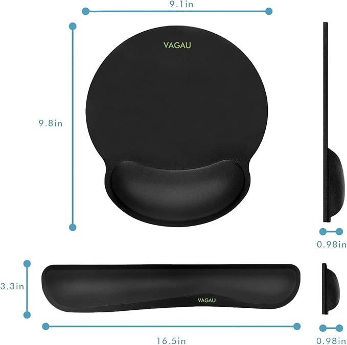 Ergonomic Mouse Pad with Wrist Rest Premium Memory Foam Keyboard and Mouse Wrist Rest Pads Set- for Comfortable Typing &Wrist Pain Relief (Pack of 4)