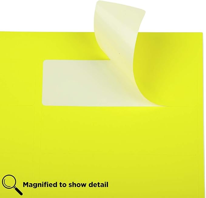 JAM PAPER Shipping Address Labels - Rectangular - 1 1/3 x 4 - Neon Yellow - 126/pack