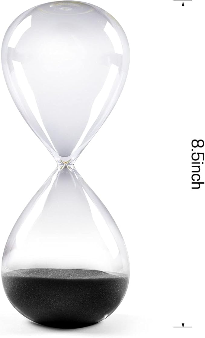 SWISSELITE Hourglass Sand Timers, Hourglass Sand Clock Inspired Glass for Home, Desk, Office Decor (8.5Inch-60Mins Pirate Black)