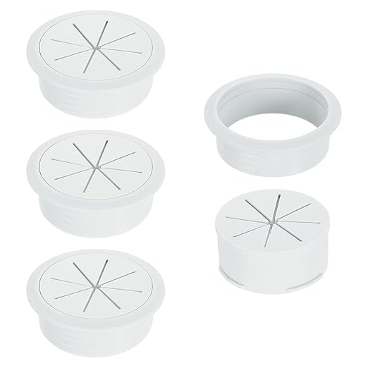 uxcell 4 Pcs Desk Grommet, Fit 60mm/2.36" Plastic Cable Hole Cover Bulk Top Hat Grommet Desk Hole Cover for Cables Home Office, Gray