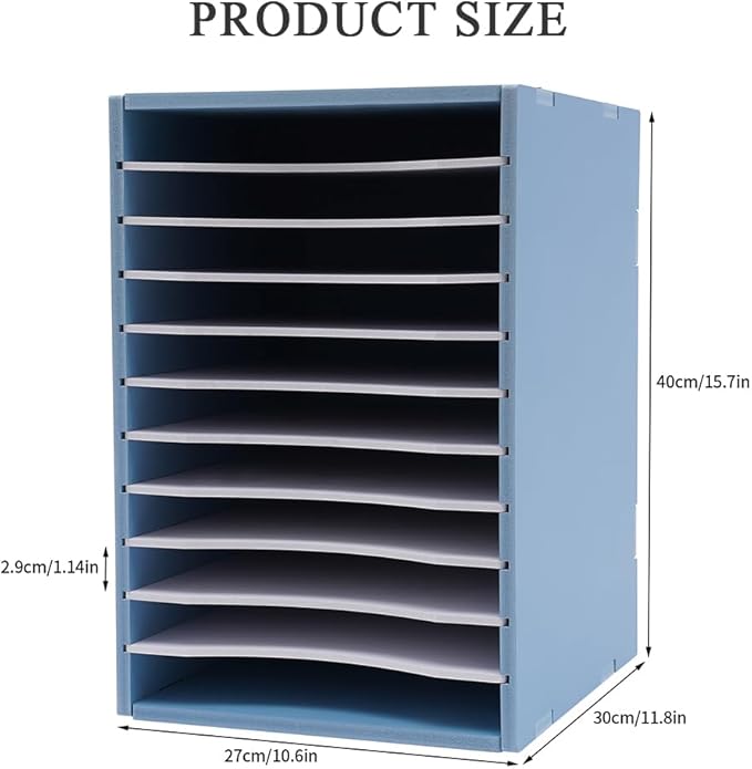Vertical Desktop Sorter, 11 Slots Mail Organizer Vertical File Organizer, PVC Paper Sorter Organizer with 11 Adjustable Compartments, Construction Paper Storage Mailbox for Home Office