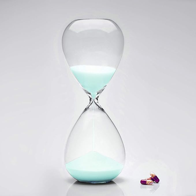 Hourglass Sand Timers - SWISSELITE Biloba Hourglass Sand Timer Inspired Glass/Home, Desk, Office Decor