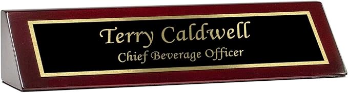 Personalized Glossy Rosewood Desk Name Plate - 2x10